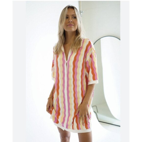 Yellow The Label Dresses & Skirts - Yellow the Label Felix Dress Womens S/M Multicolor Striped Knit Button Front